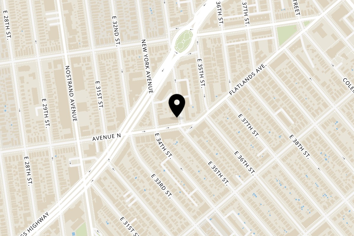 Map showing the location of Mr Nosh on 3323 Avenue N in Brooklyn